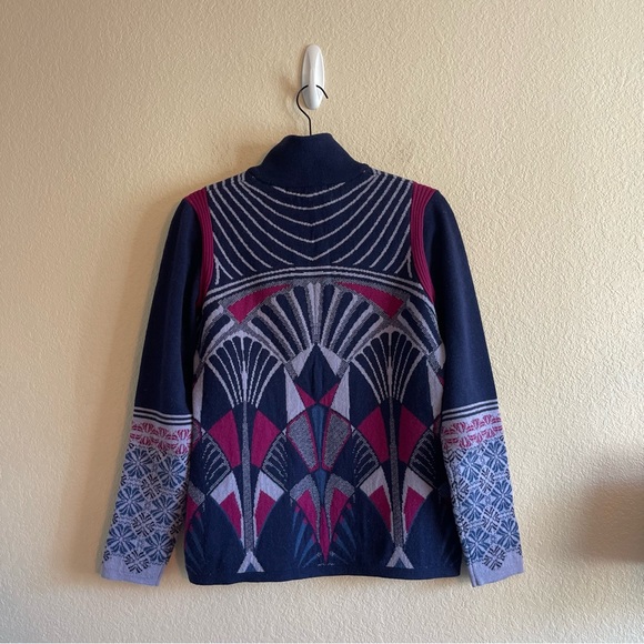 Title Nine Purple Fair Aisle Wool Blend Quarter Zip Pullover Womens Size Medium - Picture 2 of 6